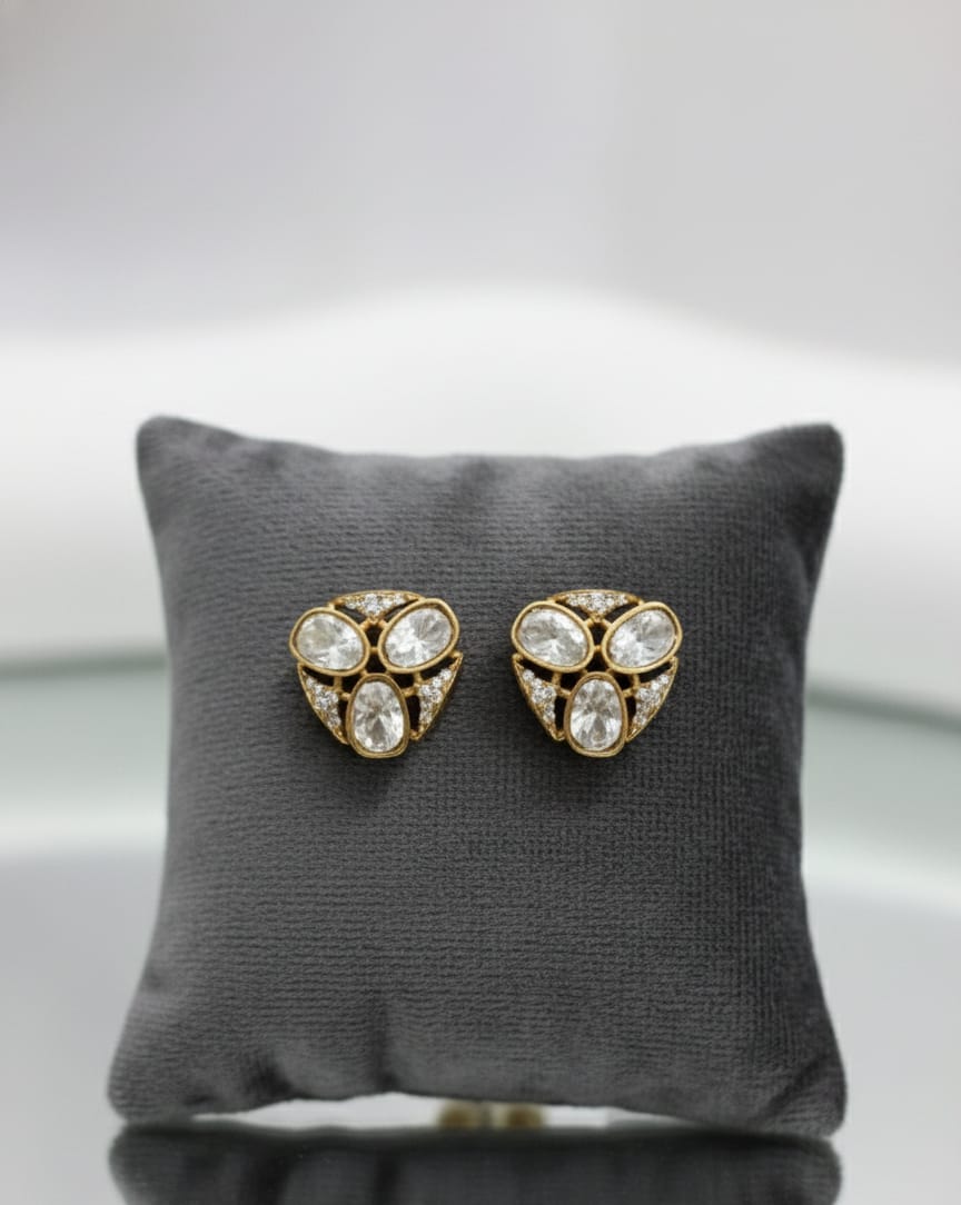 Oval Polki Earrings