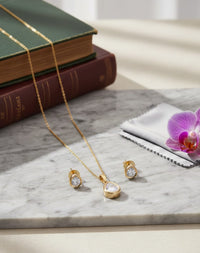 Thumbnail for Golden Sleek Polki Pendant Set