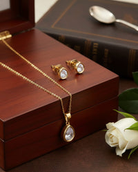 Thumbnail for Golden Sleek Polki Pendant Set