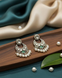 Thumbnail for Mint Polki Pearl Earrings