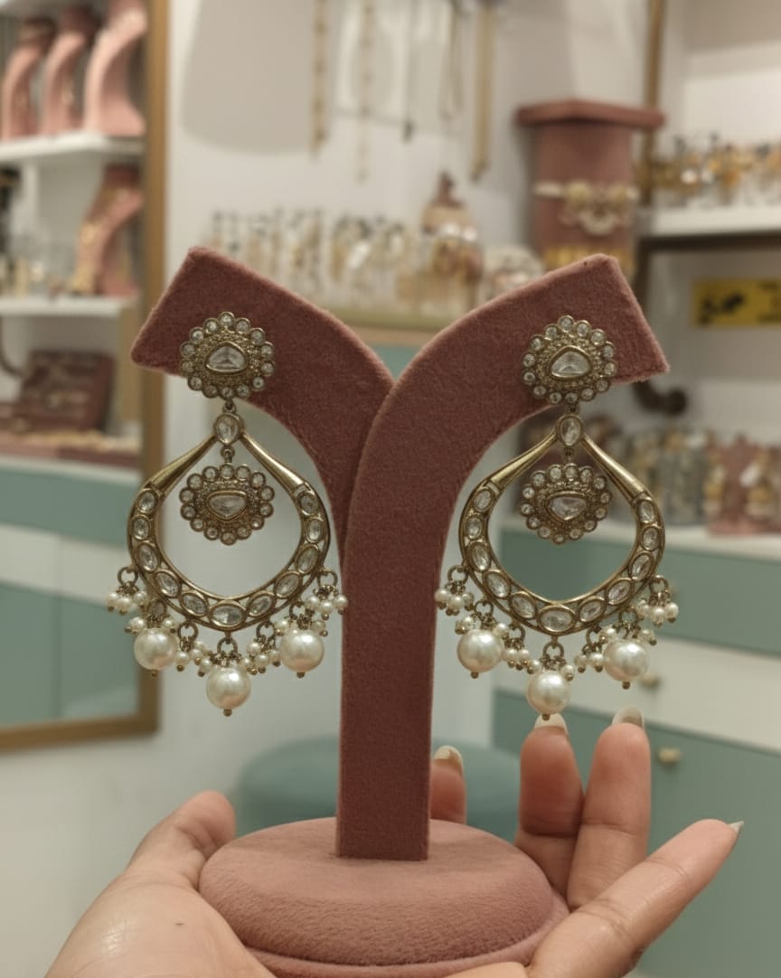 Polki Dusky Pearl Earrings