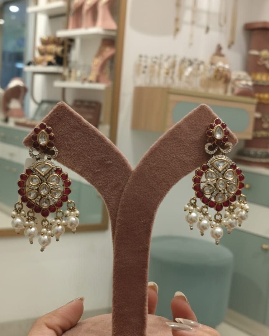Ruby Pearl Polki Earrings