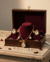 Thumbnail for Multi Polki Drop Necklace Set
