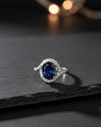 Thumbnail for 925 Silver Blue Oval Ring
