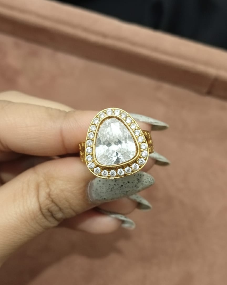 Triangle Polki Ring