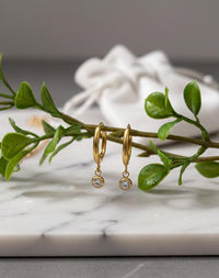 Thumbnail for Golden Rhinestone Hoop Earrings