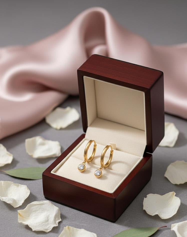 Golden Rhinestone Hoop Earrings