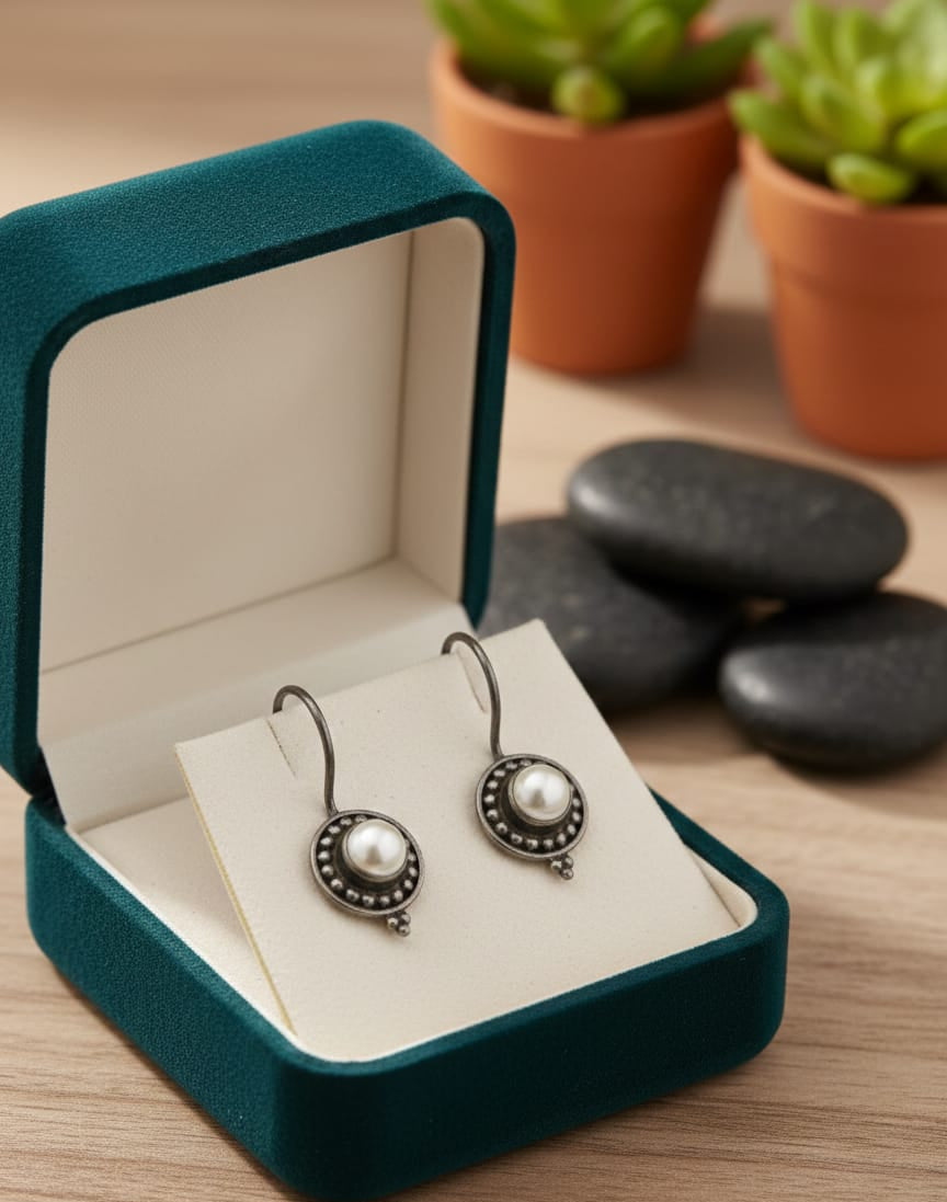 925 Silver White Drop Earrings