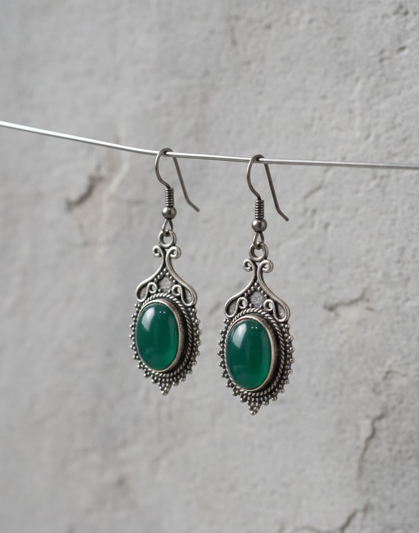 925 Silver Mystic Green Earrings