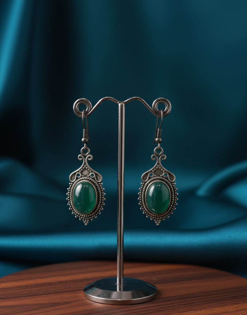 925 Silver Mystic Green Earrings
