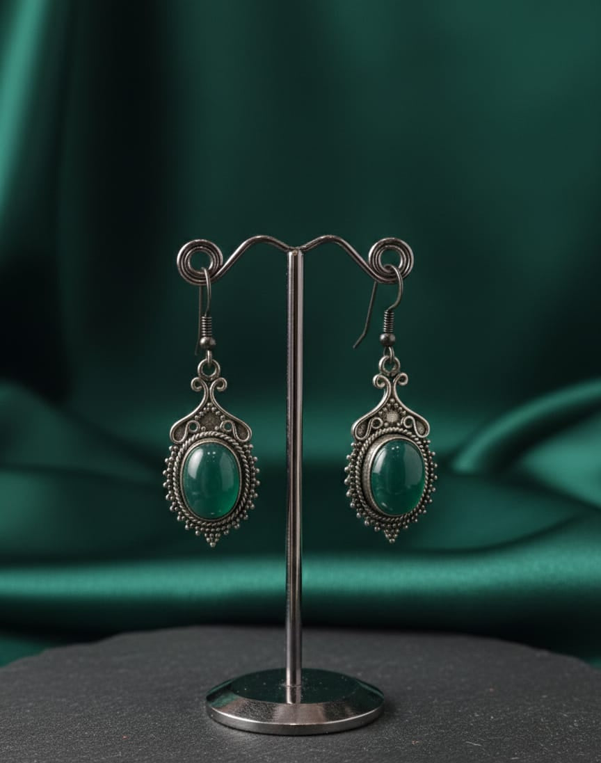 925 Silver Mystic Green Earrings