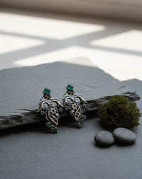 Thumbnail for 925 Silver Oxidise Emerald Earrings