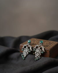 Thumbnail for 925 Silver Oxidise Emerald Earrings