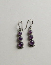 Thumbnail for 925 Triple Purple Stone Earrings