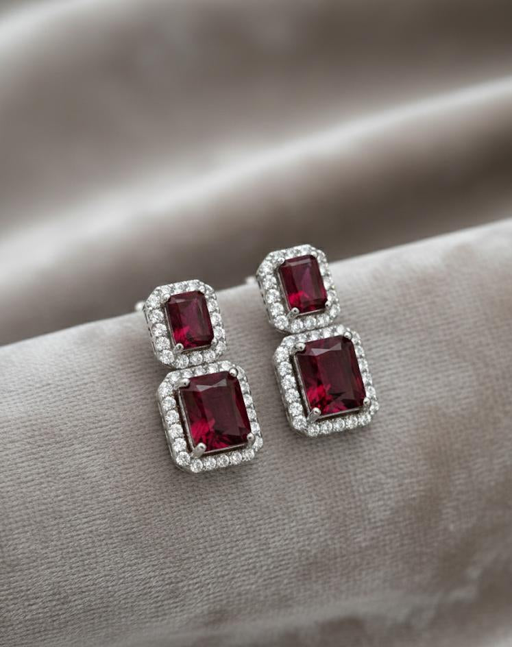 Ruby Doublet Silver Earrings