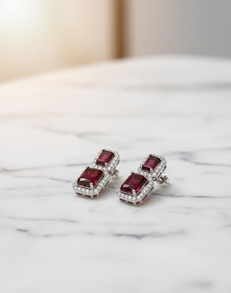 Ruby Doublet Silver Earrings