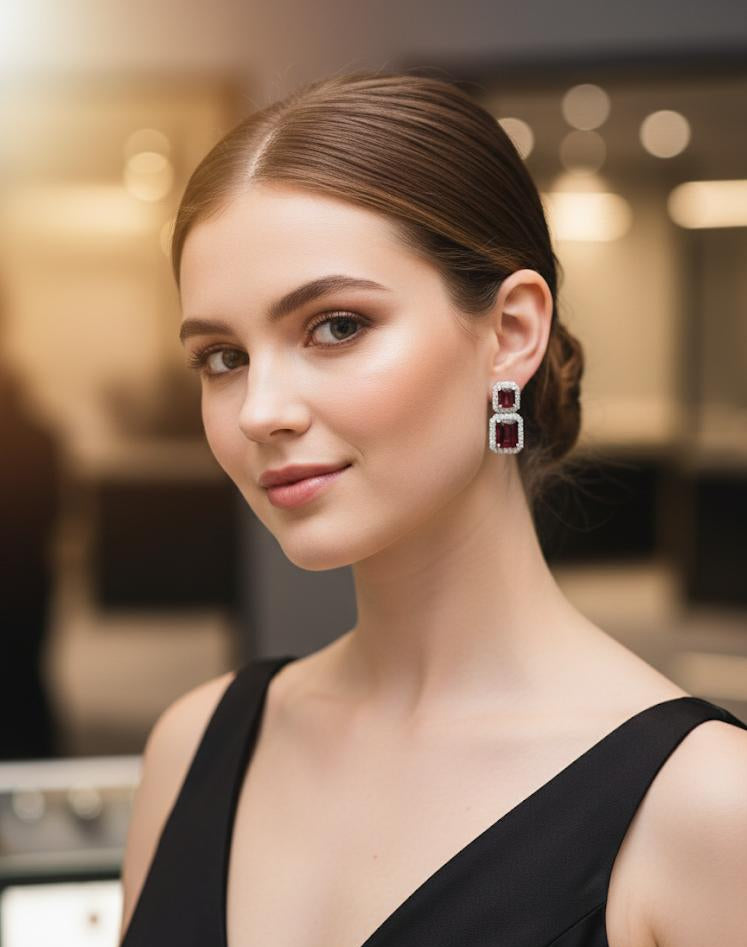 Ruby Doublet Silver Earrings