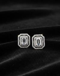 Thumbnail for Princess Cut Stud Silver Earrings