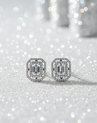 Thumbnail for Princess Cut Stud Silver Earrings