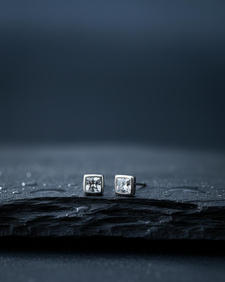 925 Small Baguette Stud Earrings