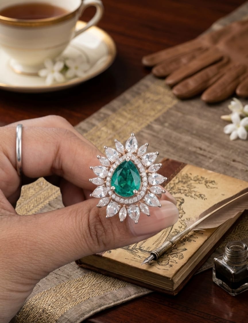 Emerald Drop Ring