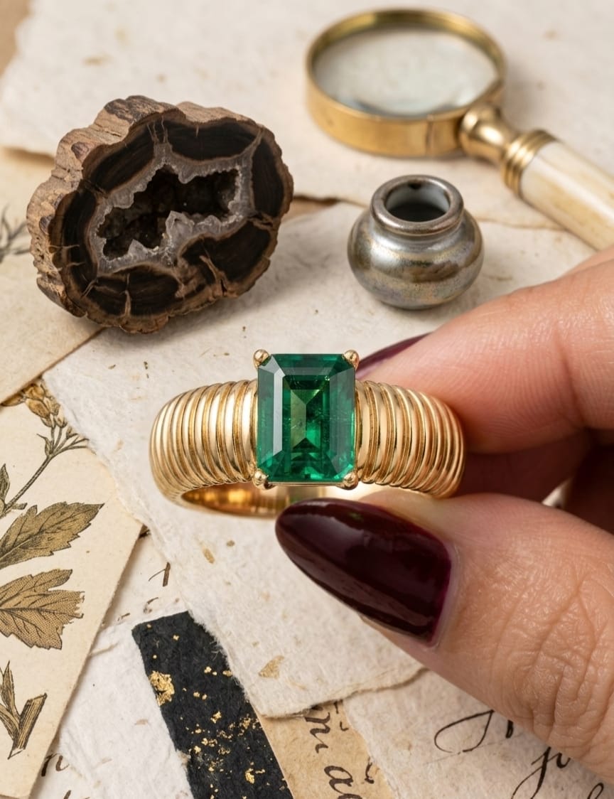 Green Stone Golden Ring
