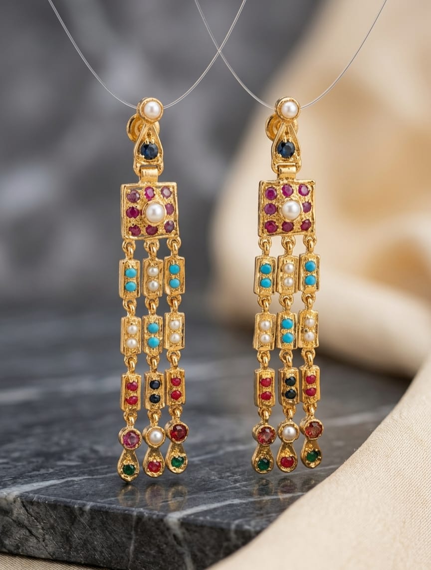 925 Silver Jadau Earrings