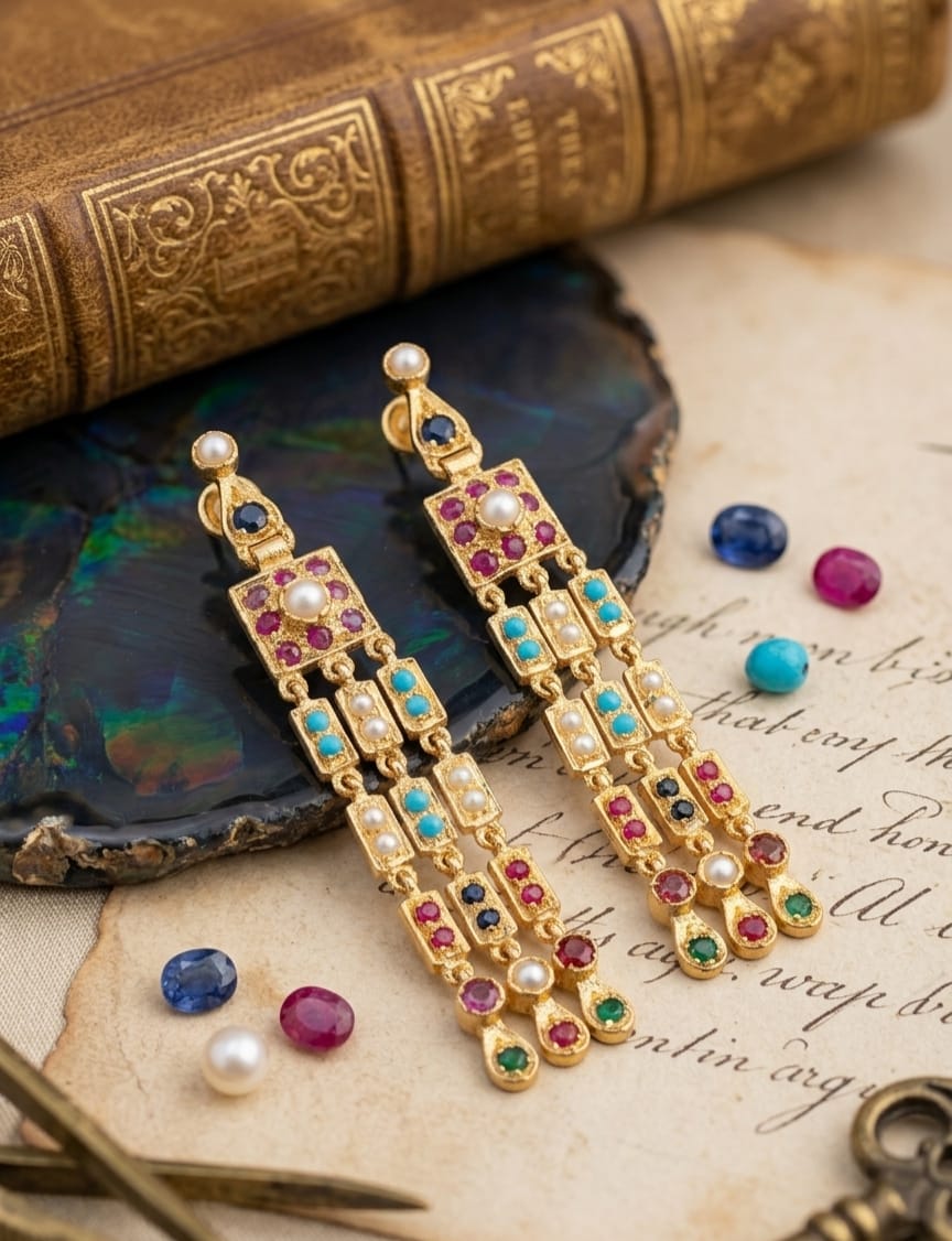 925 Silver Jadau Earrings