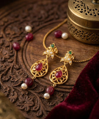 Thumbnail for 925 Silver Ruby Jadau Earrings