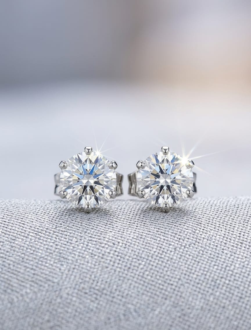 925 Silver Round Shinning Earrings