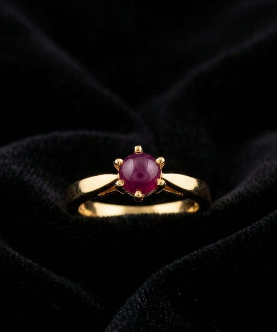 925 Silver Golden Ruby Ring