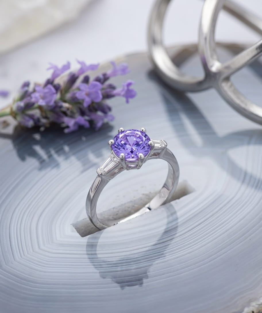925 Silver Shinning Purple Ring