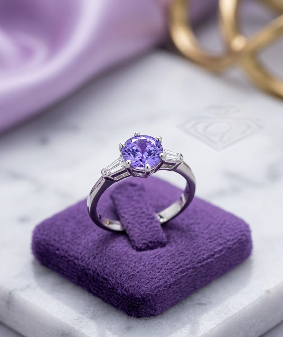 925 Silver Shinning Purple Ring