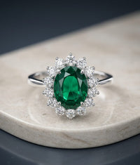 Thumbnail for 925 Silver Green Shimmer Oval Ring