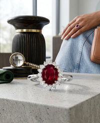 Thumbnail for 925 Silver Ruby Oval Ring