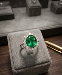 Thumbnail for 925 Silver Green Shimmer Oval Ring