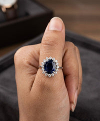 Thumbnail for 925 Silver Blue Shimmer Oval Ring