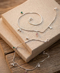 Thumbnail for 925 Silver Green Pink Beads Anklet