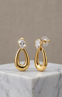 Thumbnail for Drop Golden Oval Earrings