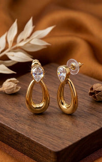 Thumbnail for Drop Golden Oval Earrings