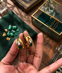 Thumbnail for Green Stone Hoop Earrings