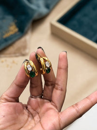 Thumbnail for Green Stone Hoop Earrings