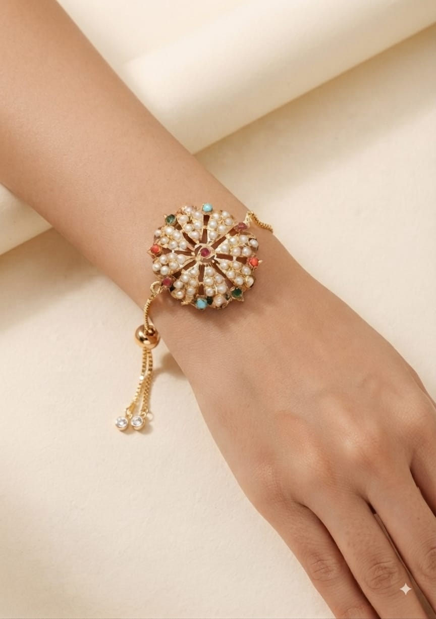 Multi Pearl Jadau Bracelet