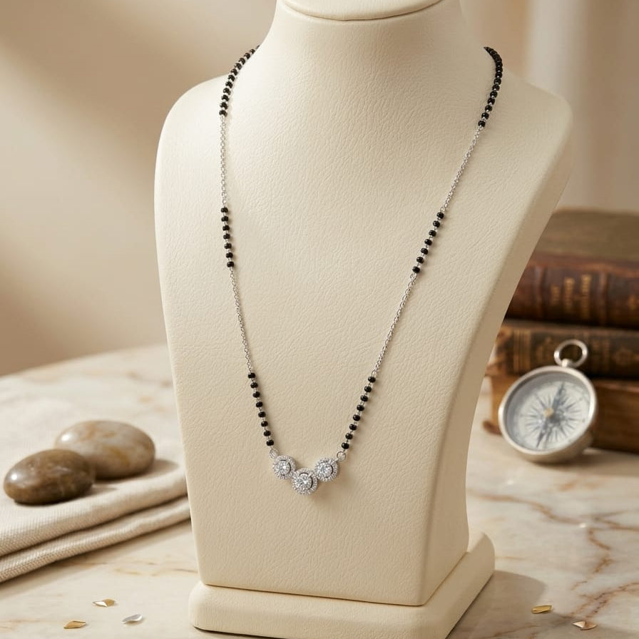 925 Silver Triple Round Mangalsutra Chain