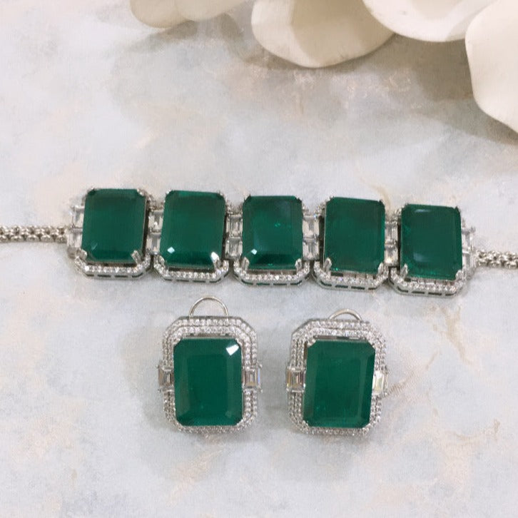 Buy Green Embellished Marli Emerald Choker Necklace by Prerto Online at Aza  Fashions.