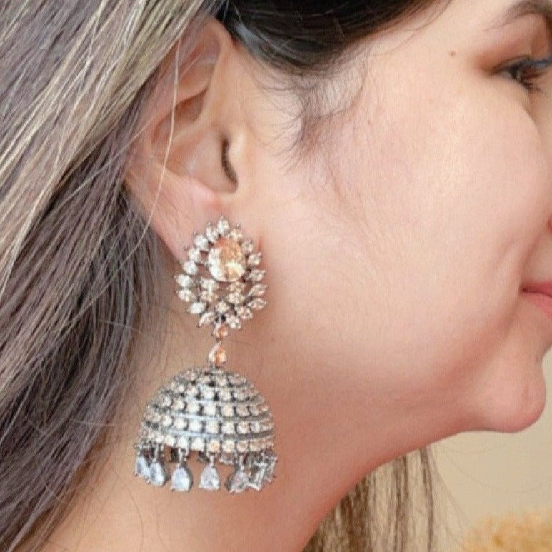 Champagne Diamond Jhumka Earrings Zayn Luxury Jewellery