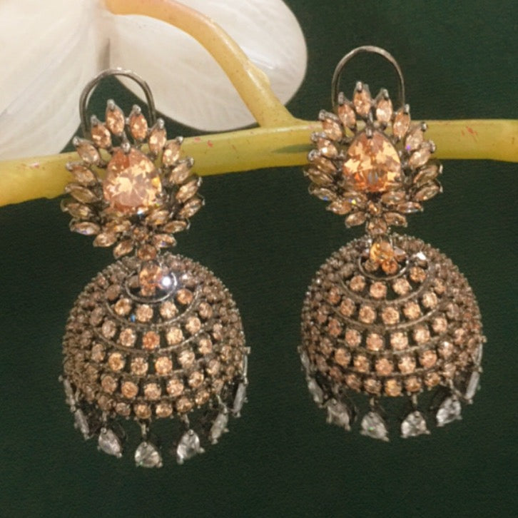 Champagne Diamond Jhumka Earrings Zayn Luxury Jewellery