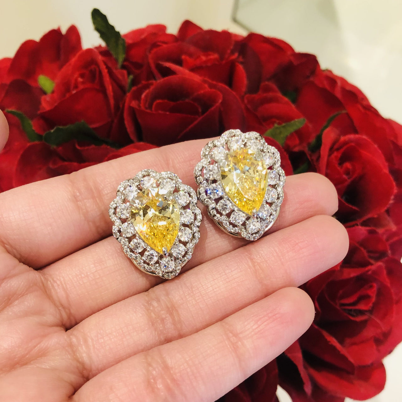 Yellow sapphire and diamond on sale earrings