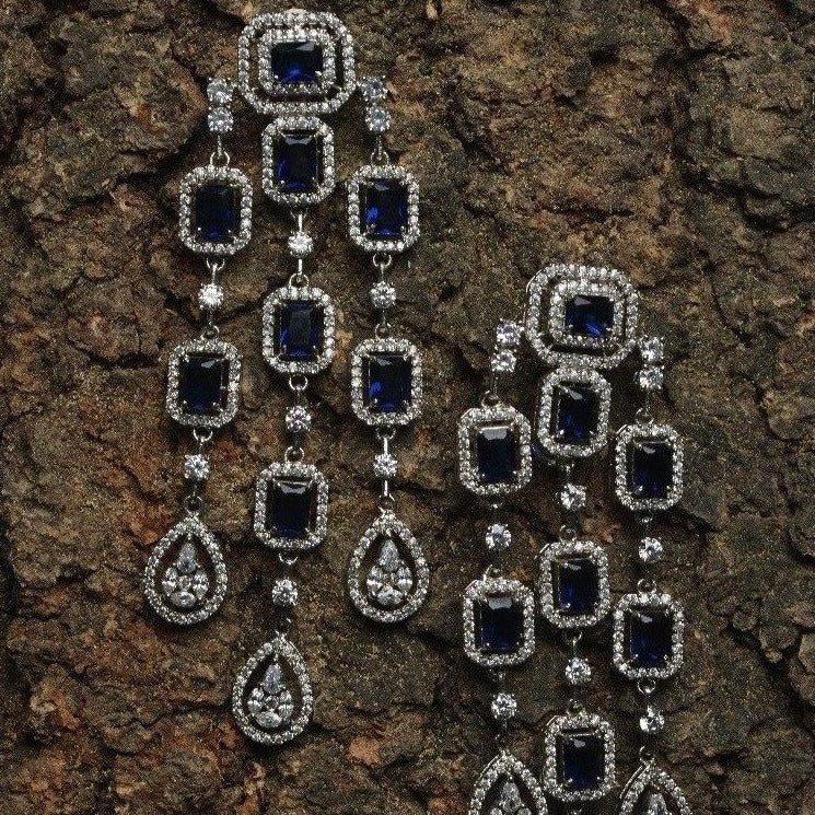 Blue Sapphire Droplet Earrings Zayn Luxury Jewellery