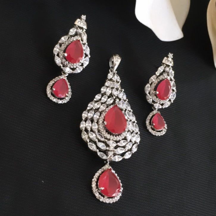 Fancy Resplendent Ruby and Diamond Drop Earrings